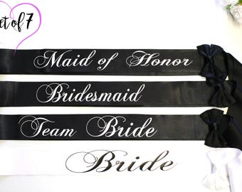 7 Bridesmaid Sashes, Completely Custom Sashes, Custom Sash, Bridal party sash, Bride Sash, Bridesmaid, Bride, Weddings