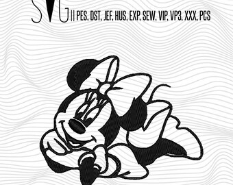 Minnie Mouse Embroidery Design Digitized File Applique, Disney Minnie Embroidery Pes Dst Jef Hus Exp Sew VIP, VP3, XXX, PCS