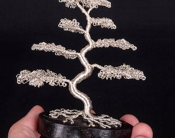 Informal Silver Wire Tree Sculpture, Wire Tree, Bonsai, Bonsai Sculpture, Metal Tree