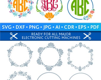 Sea Shell Svg Sea Shell Monogram Frames Svg Shell Frames Svg SeaShell Svg Cut Files Silhouette Studio Cricut Svg Dxf Jpg Png Eps Pdf Ai Cdr