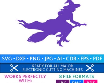 Witch Svg Halloween Witch Svg Witch Cut Files Silhouette Studio Cricut Svg Dxf Jpg Png Eps Pdf Ai Cdr
