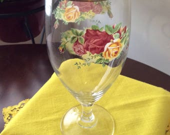 Old Country Rose Iced Tea Glasses Vintage 4 #362a