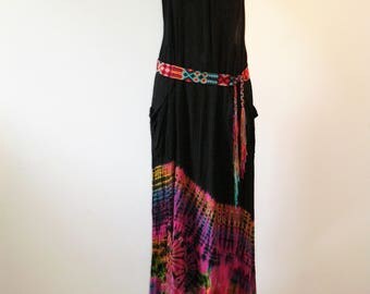 long dress tie dye; batik; fushia; naked back