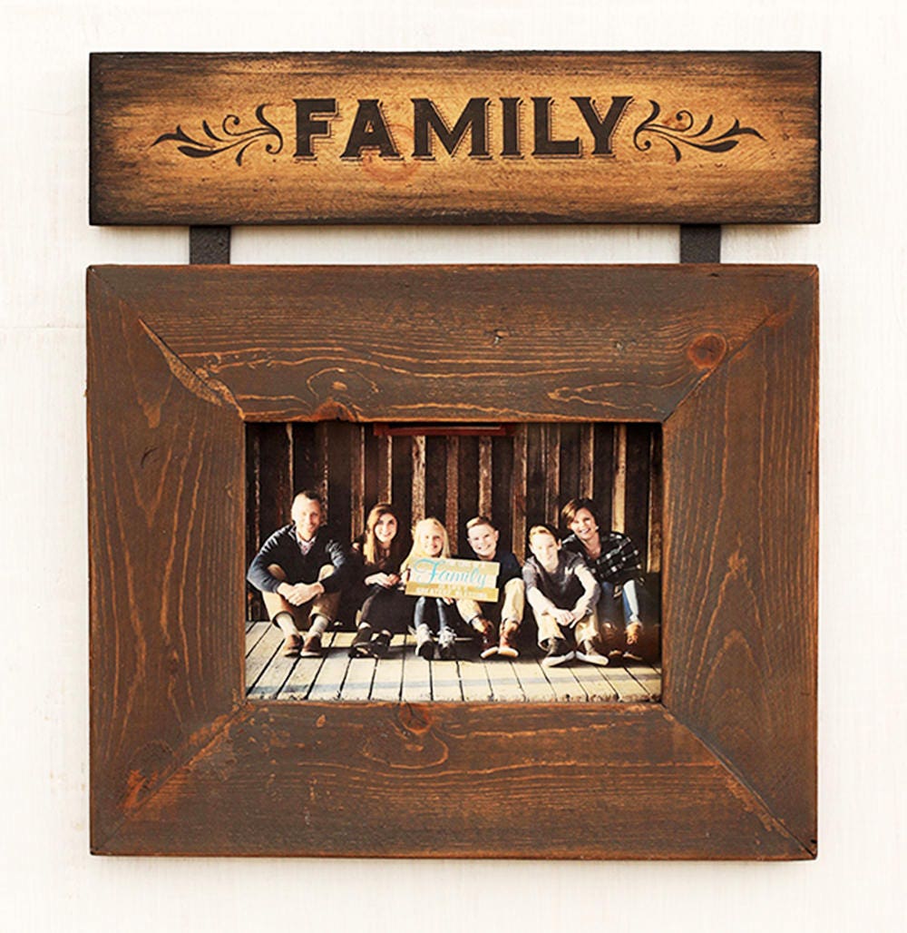 Rustic Wood Family Picture Frame 5x7 Horizontal Picture