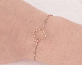 Square geomettrique Golden brass bracelet