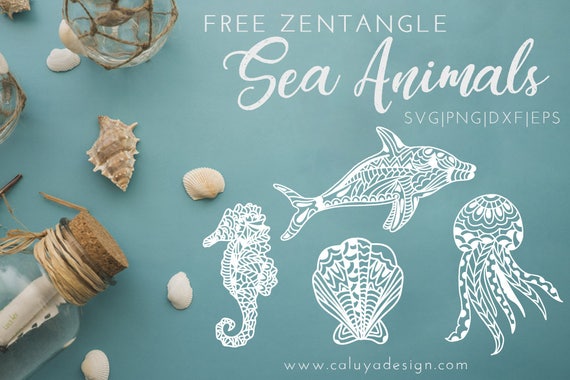 Download FREE SVG & PNG Link Zentangle Sea Animals Cut Files svg