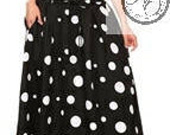 Black w/White Polka Dot Pleated Skirt