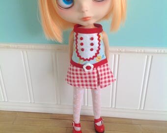 Dress for Blythe - Go Go Girl - Gingham and Flowers