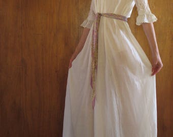 EDWARDIAN LACE white cotton nightgown dress, xs - s