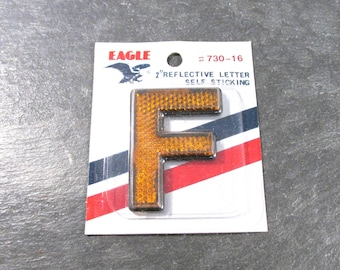 Letter F VINTAGE 2" Reflective Letter "F" Altered Art Assemblage Mixed Media Supplies Reflective Self Stick Eagle Letter F (G368)