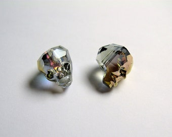 Crystal faceted skull - 2 pcs - 14mm - Mystic gold dual tone - SFB17