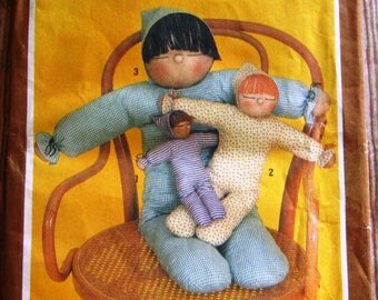 Vintage 1980s Stuffed Pantyhose Doll in Three Sizes Simplicity Pattern 9544 UNCUT