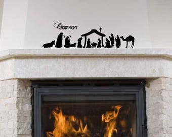 Oh Holy Night Nativity Vinyl Art Decal - Nativity Vinyl Art Decal, Christmas Vinyl Art Decal, Christmas Home Decor, Christmas, 23.5x6.8