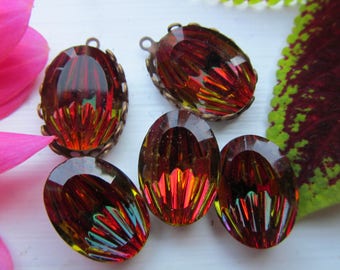 Vintage Rare West German Fan Design Cabochons