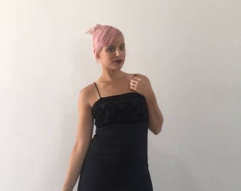 Vintage 1990's LAUNDRY by Shelli Segal Black Burnout Velvet Mini Dress