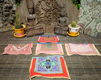 Embroidered Vintage Set of 5 Tribal Textile By The Hmong Hill tribe