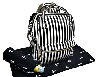 Diaper Bag Backpack, Baby Bag, Backpack Purse, Canvas Backpack, Unisex Backpack, Insulated Bottle Holder, Changing Mat