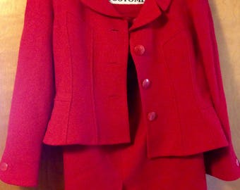 1960s Vintage Saks Fifth Avenue Jackie O Suit in Retro Red! Sz 12