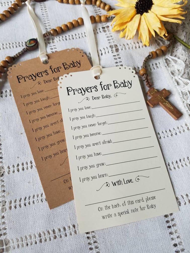 Set of 12 Baby Shower or Baptism Wishing Tree Tags Prayers