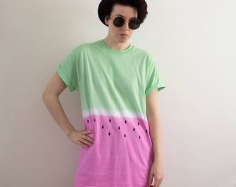 Tie Dye T-shirt Watermelon Print Pastel Grunge Hipster Clothing Festival Top S/M/L/XL