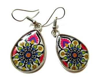 TEARDROP EARRINGS - Boho Jewelry - Boho Earring - Bohemian Earring - Bohemian Jewelry - Hindu Jewelry - Hindu Earring - Mexican Folk earring