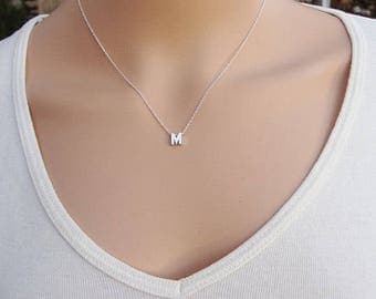 100% Sterling Silver Initial Necklace, Silver initial, Letter Necklace, Silver Necklace, Initial, Name Necklace, Dainty Necklace