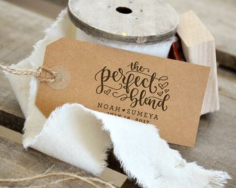 The Perfect Blend Rubber Stamp for Personalized Coffee Sleeves - Wedding Favor Tags or Tea Bags - Perfect Blend Stamp - Tea Favor Stamp