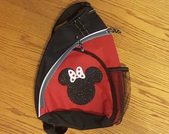 Disney Inspired Sling Backpack/Disney Family matching Shirts/Glitter Minnie Mouse/Non Glitter Mickey Mouse Bag/Disney Backpack/Disney World