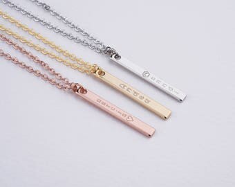 Personalized Bar Necklace, Vertical Bar Necklace, bridesmaid necklace, personalized necklace, bar necklace, bridesmaid gift, custom necklace