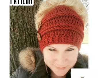 Crochet Pattern Messy Bun Beanie | Crochet Pattern Bun Hat | Top Knot Beanie Crochet Pattern | Crochet Pattern Top Knot Hat | PDF Download