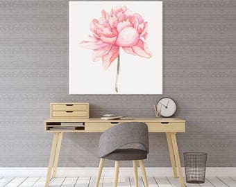 READY TO HANG Pink Peony Giclée Canvas Print, Watercolour Floral Giclee, Archival Canvas Print, High Quality Watercolour Art Print Giclée