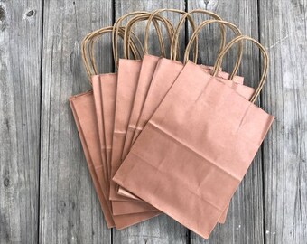 20 Pack- Rose Gold/ Copper Kraft Shopping Bag 8x4x10
