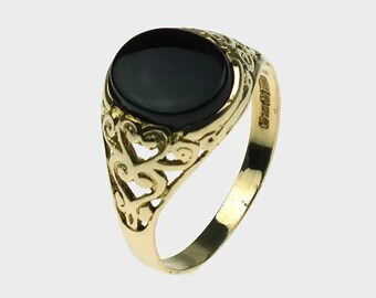 Black Onyx Ring, Mens Signet Ring, Mens Onyx Ring, Gold Rings Men, Signet Rings Men, Fathers Day, Mens Gold Rings, Gold Signet Rings, Onyx