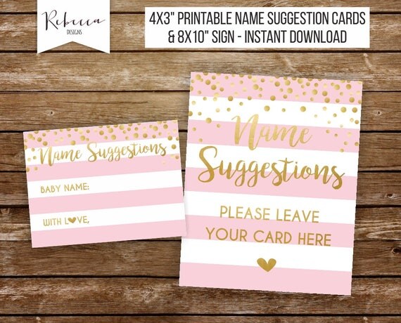 Name Suggestion Cards Baby Shower Card Printable Baby Name Suggestions 