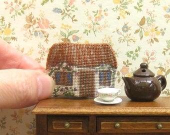 Dollhouse teacosy kit, Cottage tea cosy kit, 1:12 miniature needlepoint teacozy, Petit point doll's house teacosy 1/12 scale, 1.2"H, 32 ct