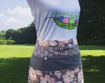 Teacher Apron with Pockets, Plus size and Monogramming Available, Dusty Pink and Grey, Vendor Apron, Free Shipping