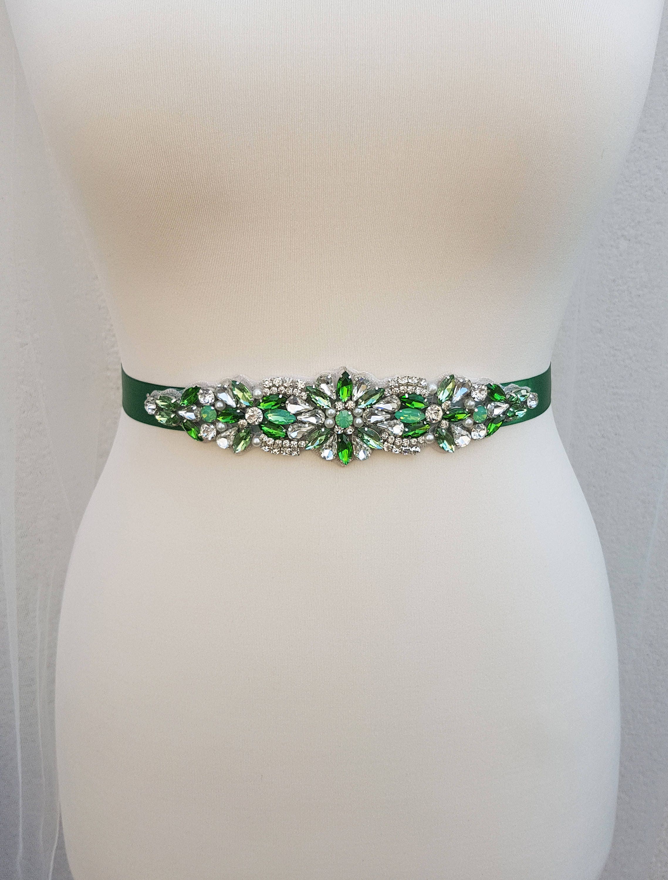 Green bridal belt green bridal sash bridal belt greenery