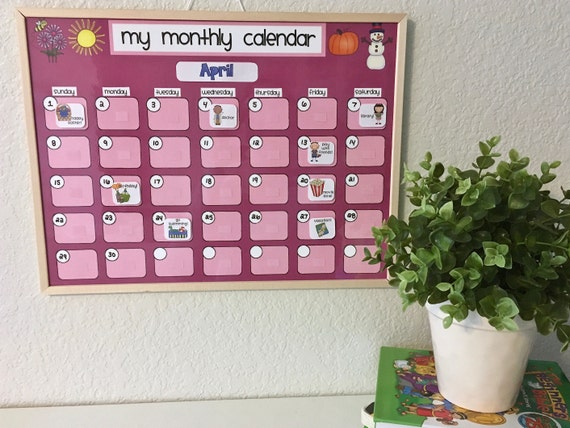 Monthly Kids Calendar Schedule Activity Chart Velcro