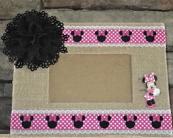 Minnie Mouse Frame, Disney Frame, 4x6 Disney Frame, Minnie Mouse Ribbon, Girl's Room Decor, Minnie Mouse Stickers