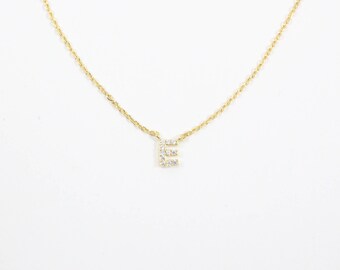 Letter E Necklace, E Initial Necklace, Tiny Letter Necklace, Alphabet Necklace, Uppercase Initial Necklace, Gold Initial E, Name Necklace