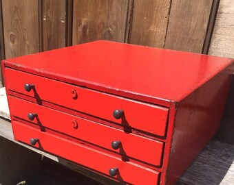 Vintage Wood Three Drawer Cabinet
