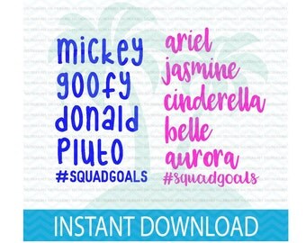 disney squad svg, disney princess svg, disney squad goals svg, svg files for Silhouette, Disney, SVG