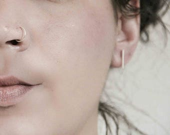 SALE Super Fine Nose Ring, Thin Silver Nose Ring, Silver Nose Piercing, Modern Jewelry, Minimalist Jewelry, cartillage Ring, 22 gauge