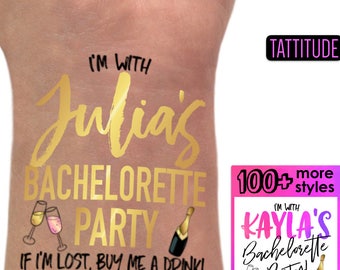 Bachelorette Party Tattoos, bachelorette tattoos custom, bridesmaid gift, bride tribe, gold temporary tattoos, bachelorette party favors hen
