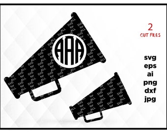 Megaphone Cheer Monogram Split Frames SVG DXF PNG eps Cut Files for Cricut Design, Silhouette studio, Sure Cuts A Lot, Makes the cut,