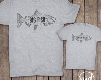 Dad and Baby Matching Shirts, Matching Dad and Baby Shirts, Big Fish Little Fish, Fish Outfit, Dad Son Shirts, Fishing Shirt