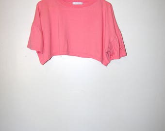 80's PINK CROP TOP t-shirt by lord and taylors size large
