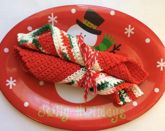 Holiday Washcloths- set of 2. Handmade