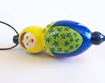 Wooden doll Matriochka doll 2 faces doll OOAK hand painted