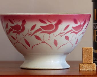 Large french bowl. Antique café au lait bowl. Badonviller bowl. Large French bowl.